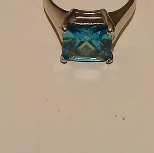 925 sterling silver ring blue stone